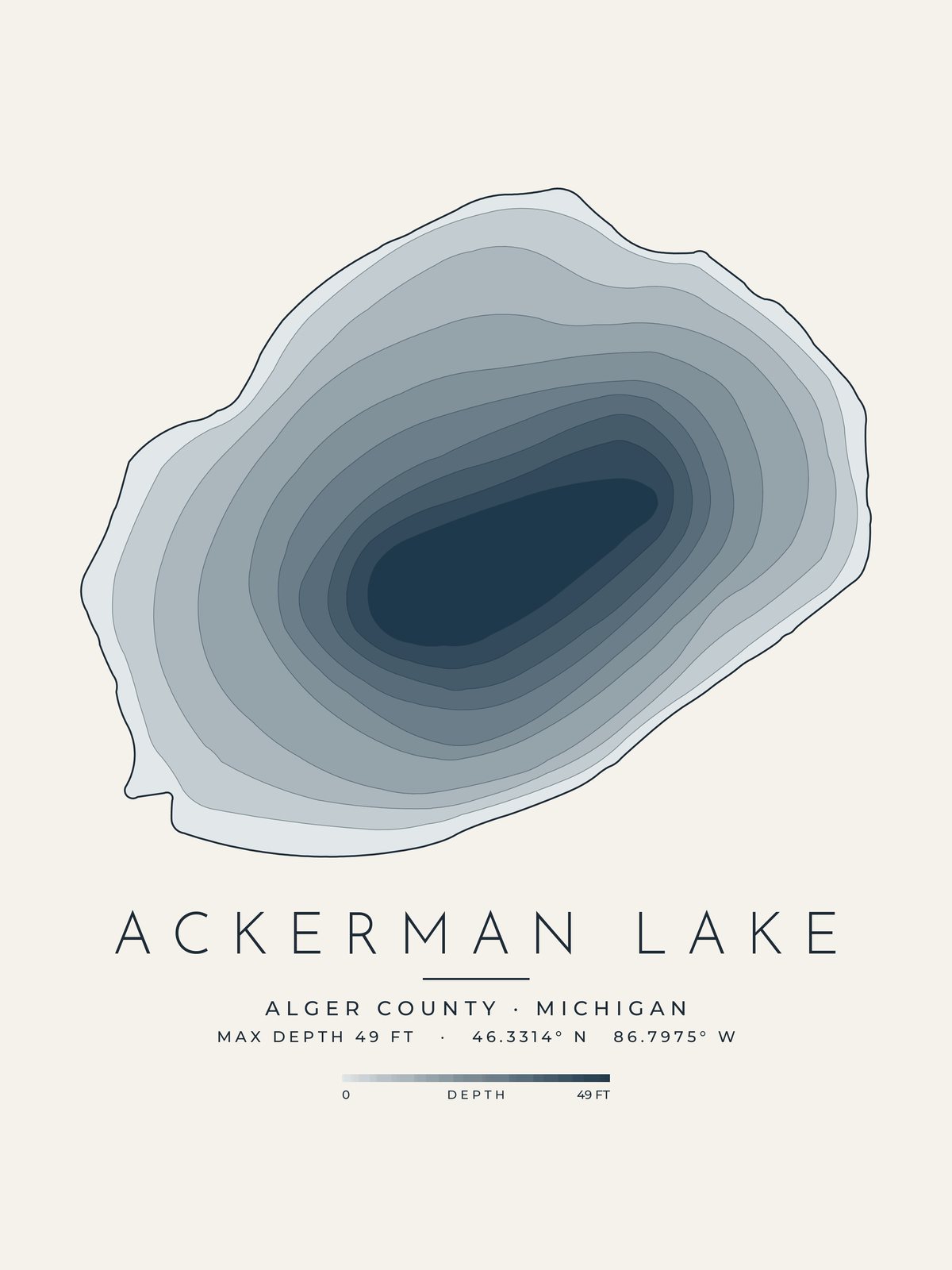 Ackerman Lake depth map
