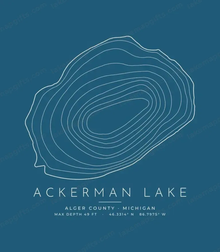 Ackerman Lake contour map (for dark shirts) design