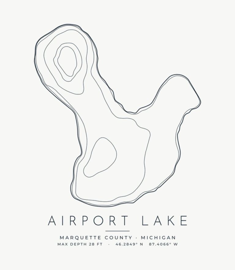 Airport Lake contour map design