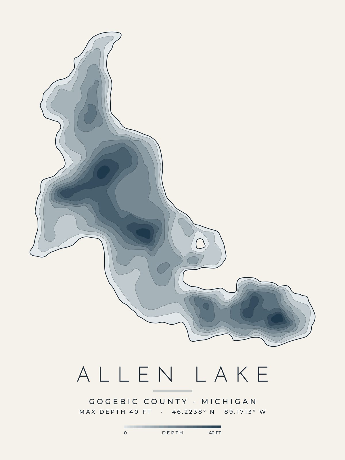 Allen Lake depth map