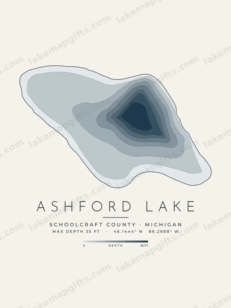 Ashford Lake depth map