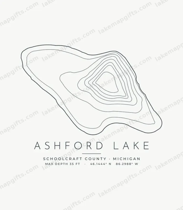 Ashford Lake contour map design