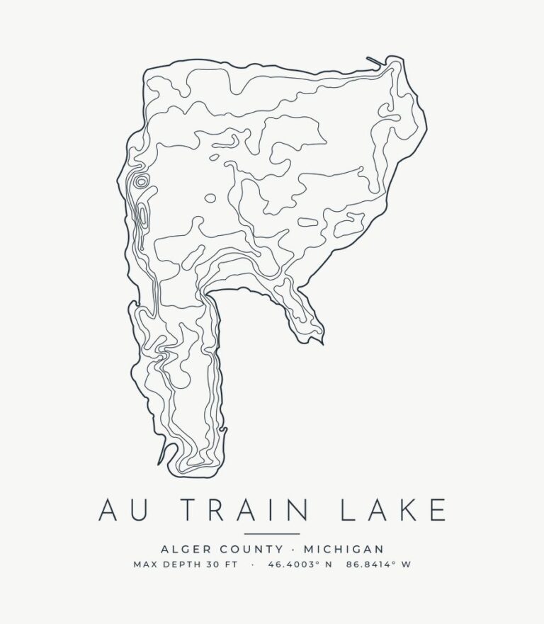Au Train Lake contour map design