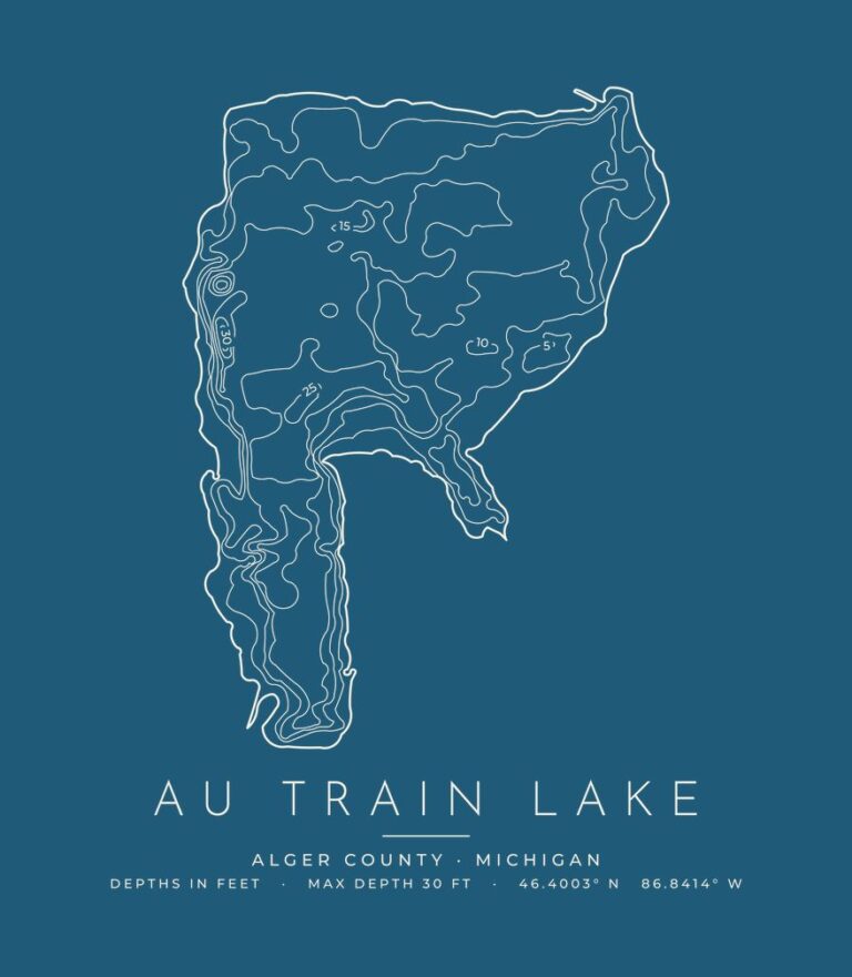 Au Train Lake depth contours (for dark shirts) design