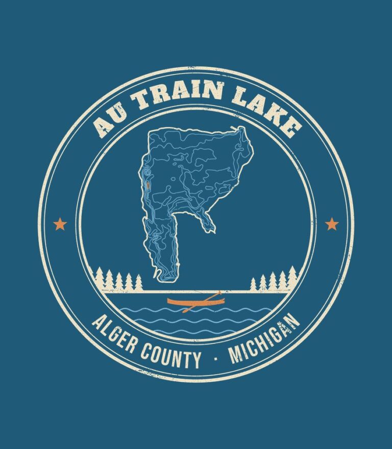 Au Train Lake vintage badge (for dark shirts) design