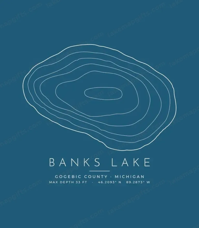 Banks Lake contour map (for dark shirts) design
