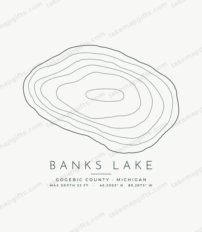 Banks Lake contour map design