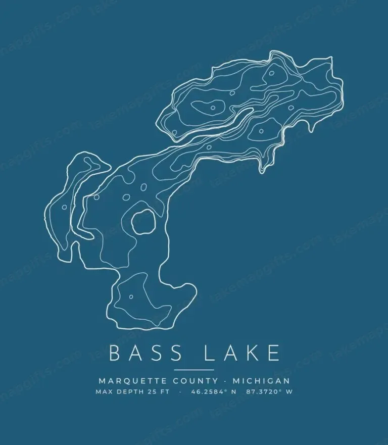 Bass Lake contour map (for dark shirts) design