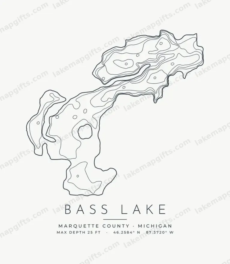 Bass Lake contour map design