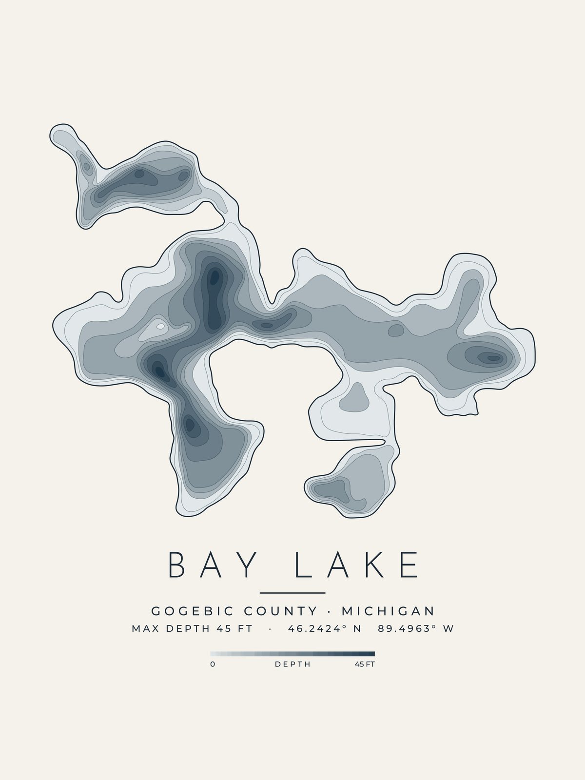 Bay Lake depth map