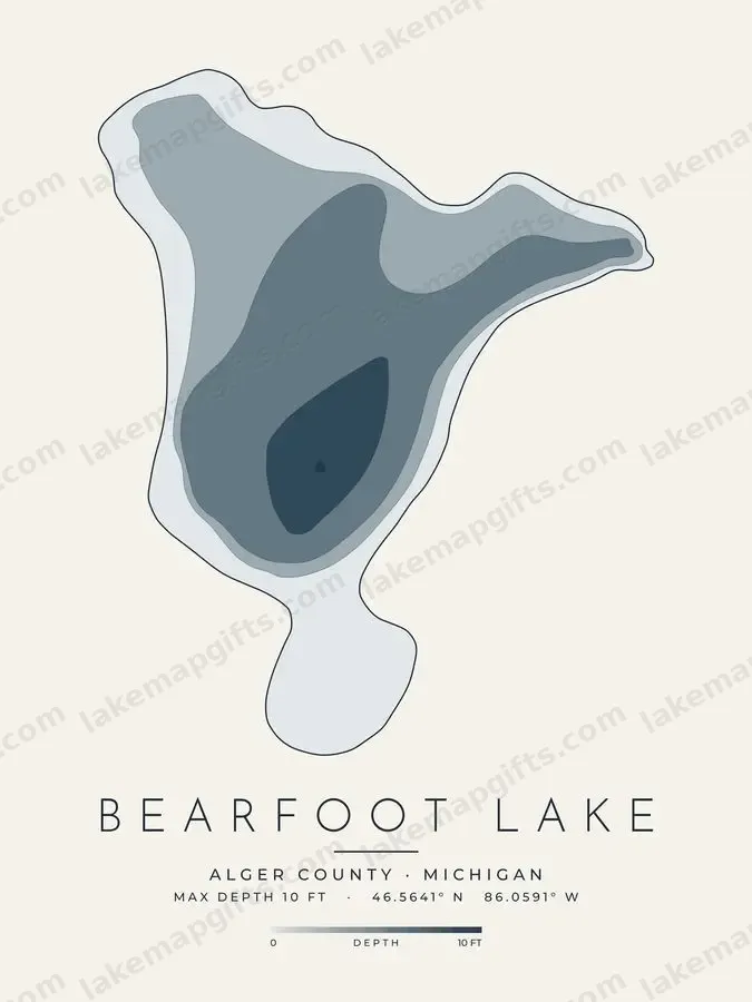 Bearfoot Lake depth map print design
