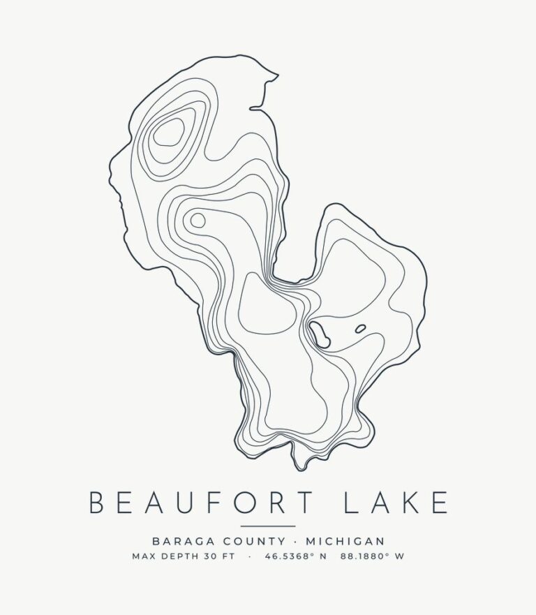 Beaufort Lake contour map design