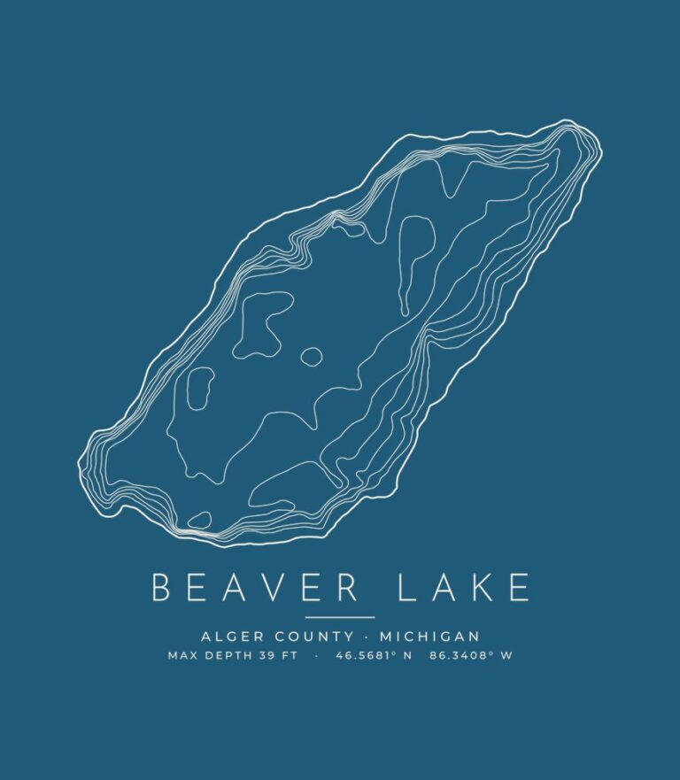 Beaver Lake contour map (for dark shirts) design