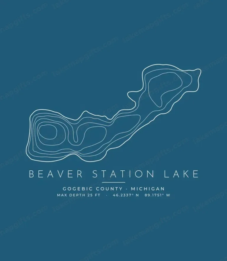 Beaver Station Lake contour map (for dark shirts) design