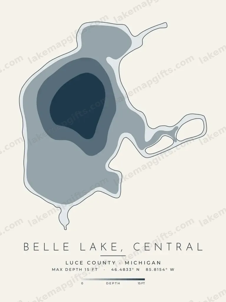 Belle Lake, Central depth map