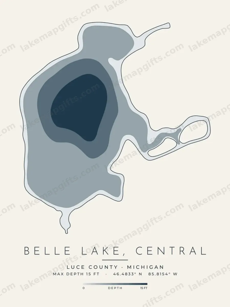 Belle Lake, Central depth map