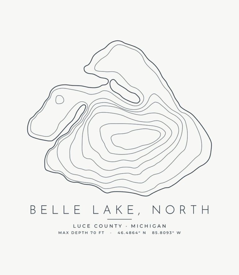 Belle Lake, North contour map design
