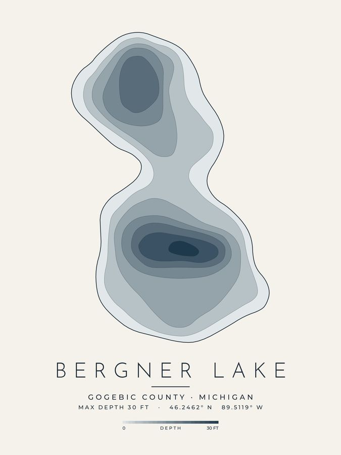 Bergner Lake depth map print design