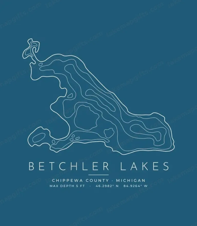 Betchler Lakes contour map (for dark shirts) design
