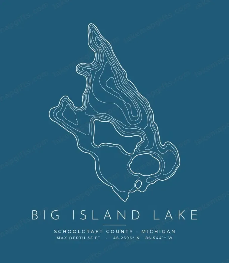 Big Island Lake contour map (for dark shirts) design