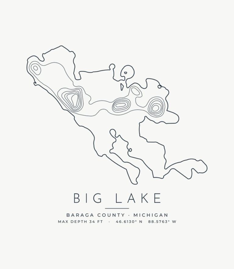 Big Lake contour map design