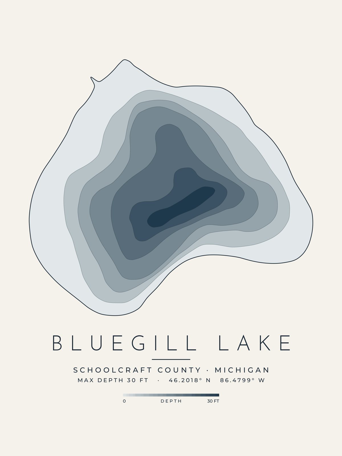 Bluegill Lake depth map