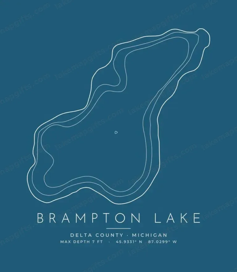 Brampton Lake contour map (for dark shirts) design