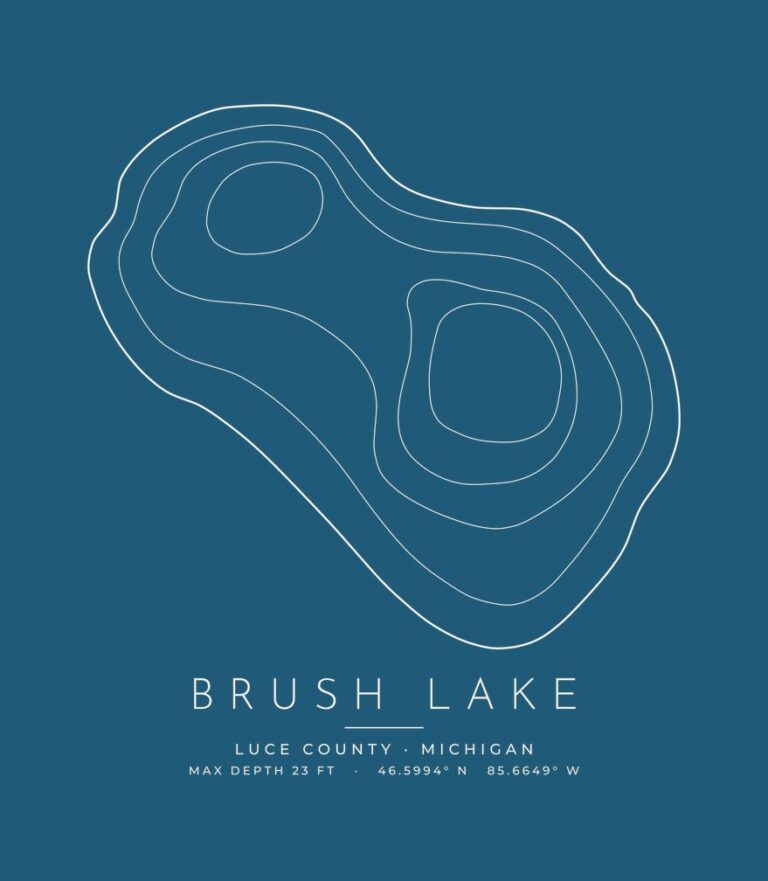 Brush Lake contour map (for dark shirts) design