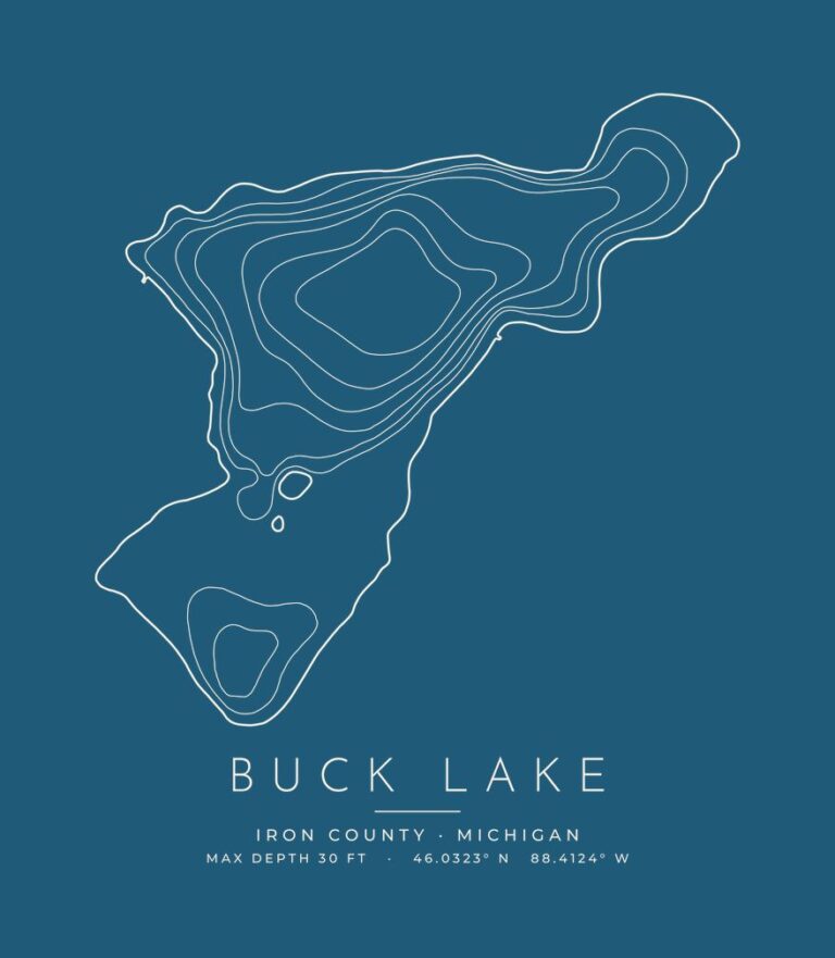 Buck Lake contour map (for dark shirts) design