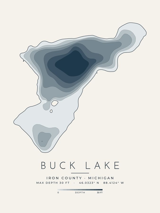 Buck Lake depth map print design