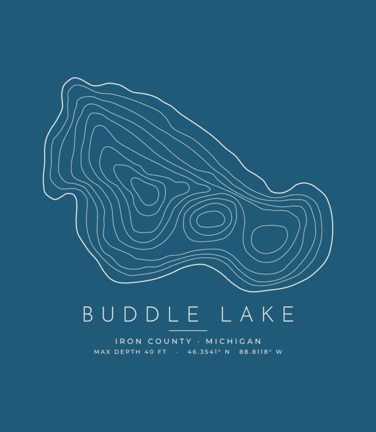 Buddle Lake contour map (for dark shirts) design
