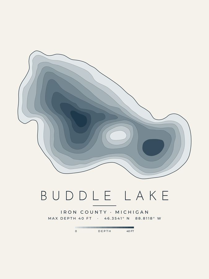 Buddle Lake depth map print design