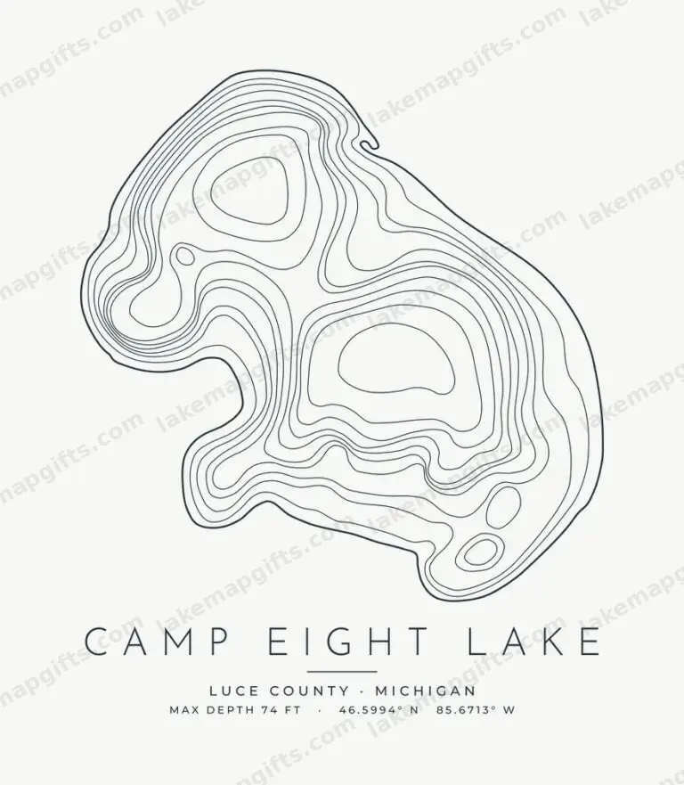 Camp Eight Lake contour map design