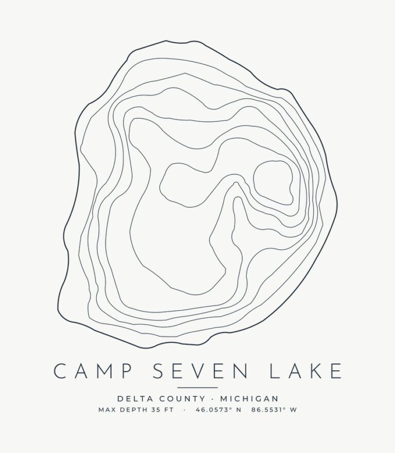Camp Seven Lake contour map design