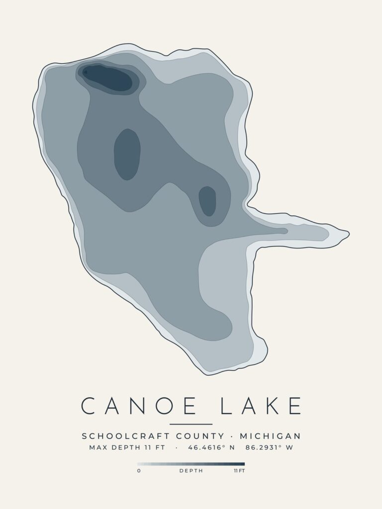 Canoe Lake depth map