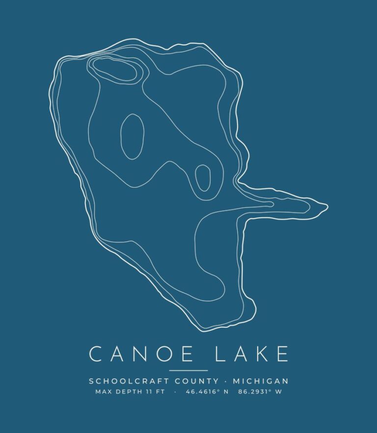 Canoe Lake contour map (for dark shirts) design