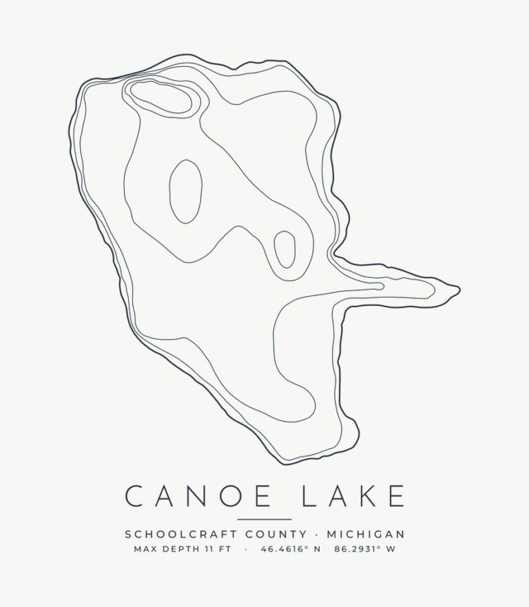 Canoe Lake contour map design