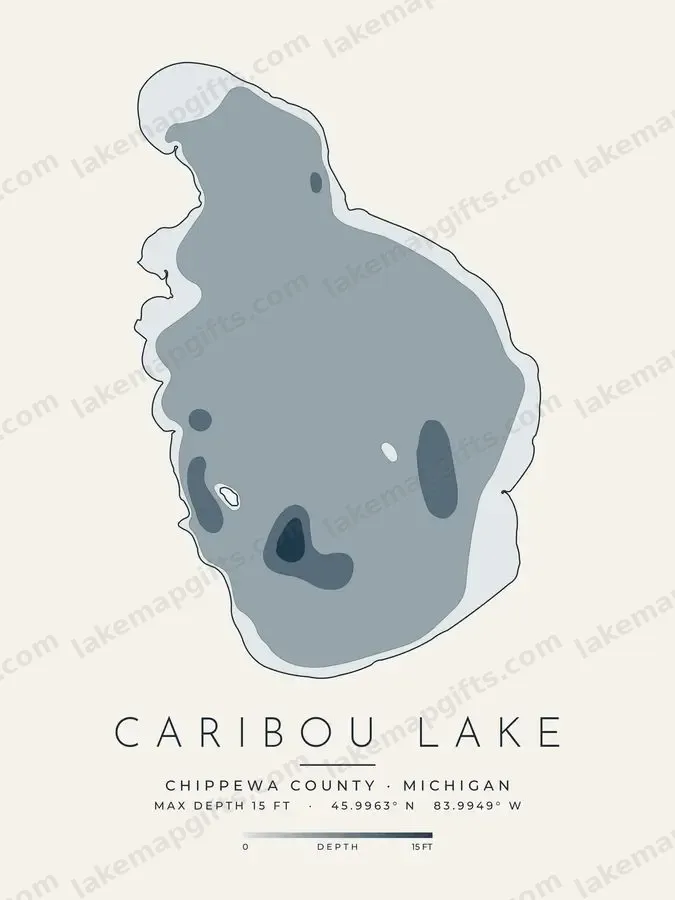 Caribou Lake depth map print design