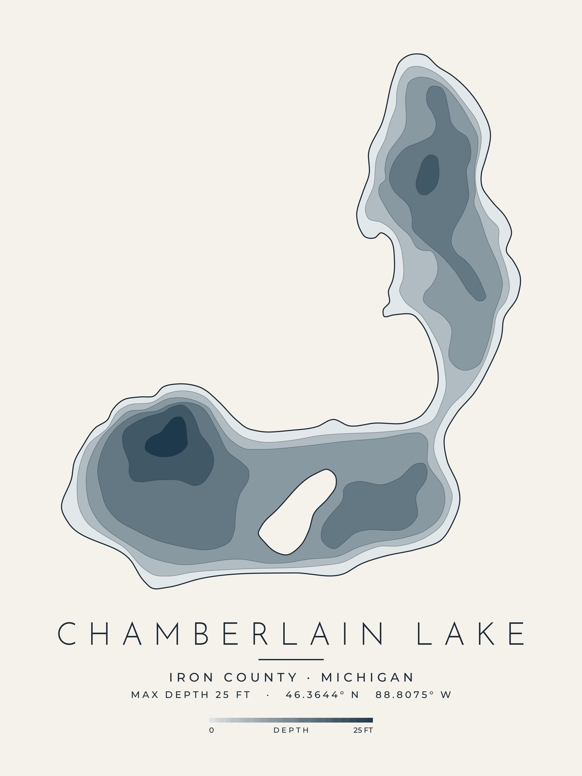 Chamberlain Lake depth map