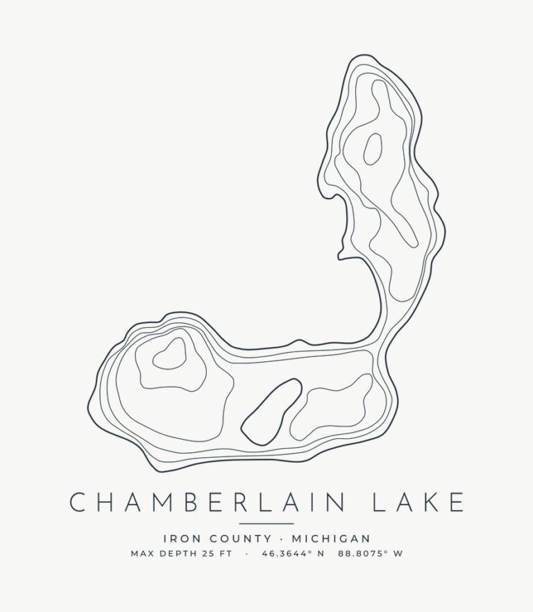 Chamberlain Lake contour map design
