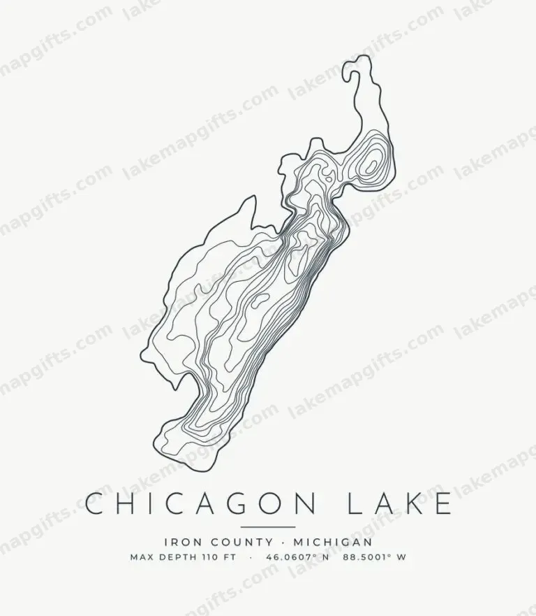 Chicagon Lake contour map design