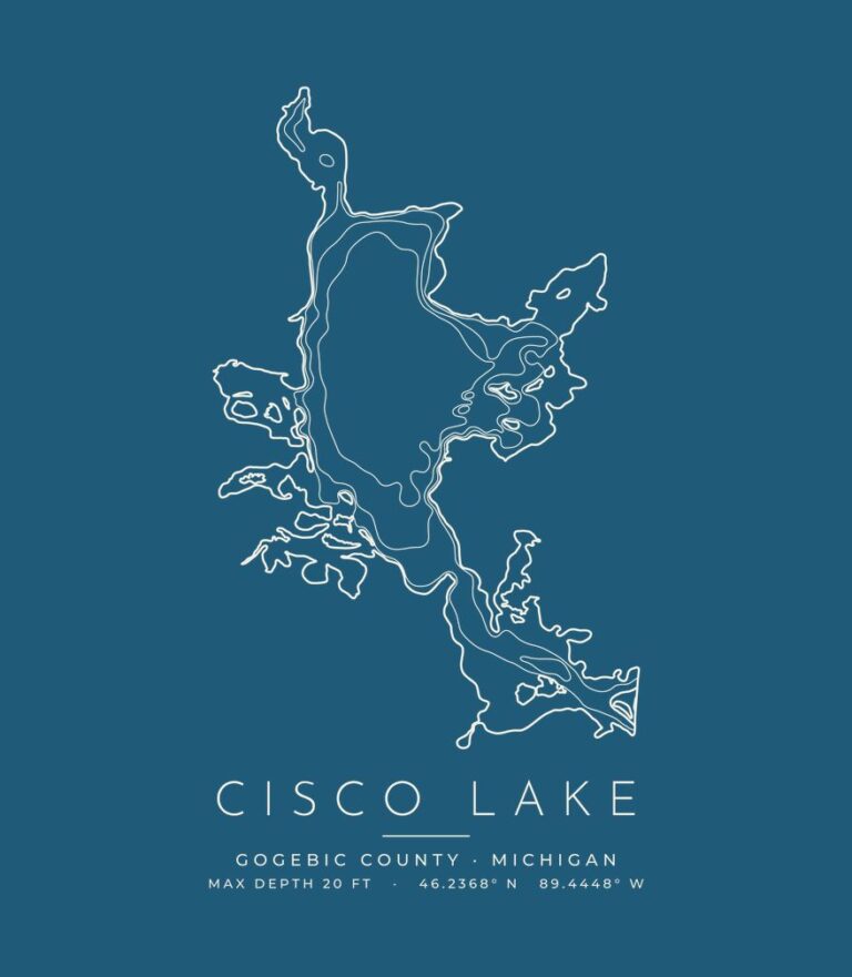 Cisco Lake contour map (for dark shirts) design