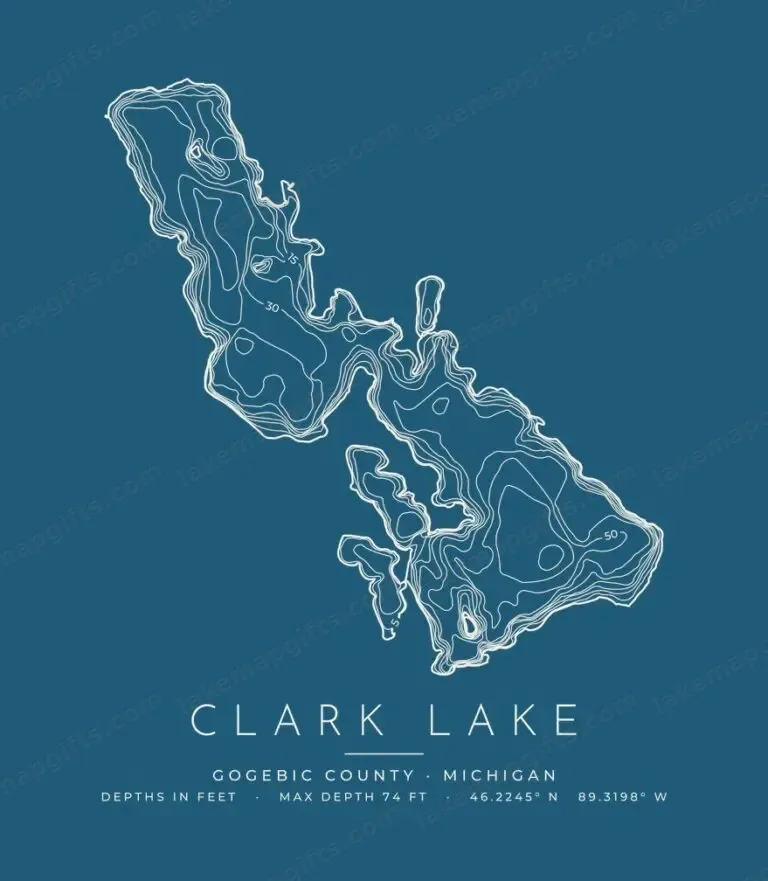 Clark Lake depth contours (for dark shirts) design