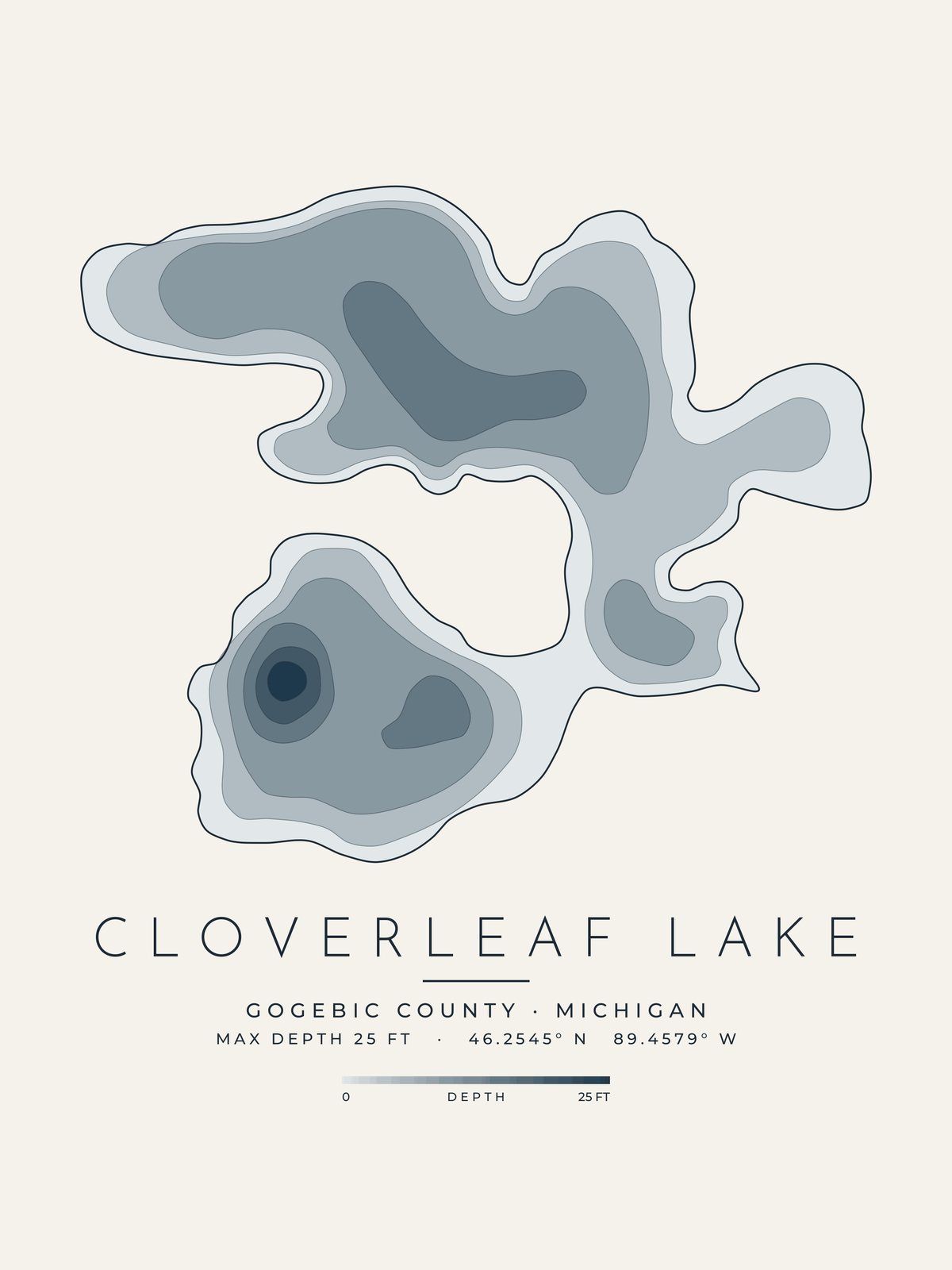 Cloverleaf Lake depth map