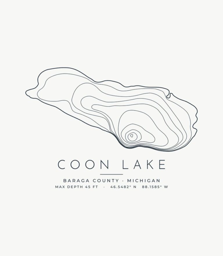 Coon Lake contour map design