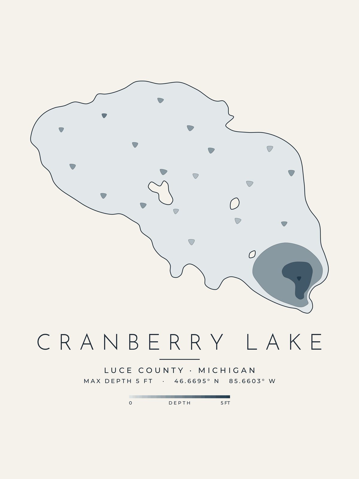 Cranberry Lake depth map
