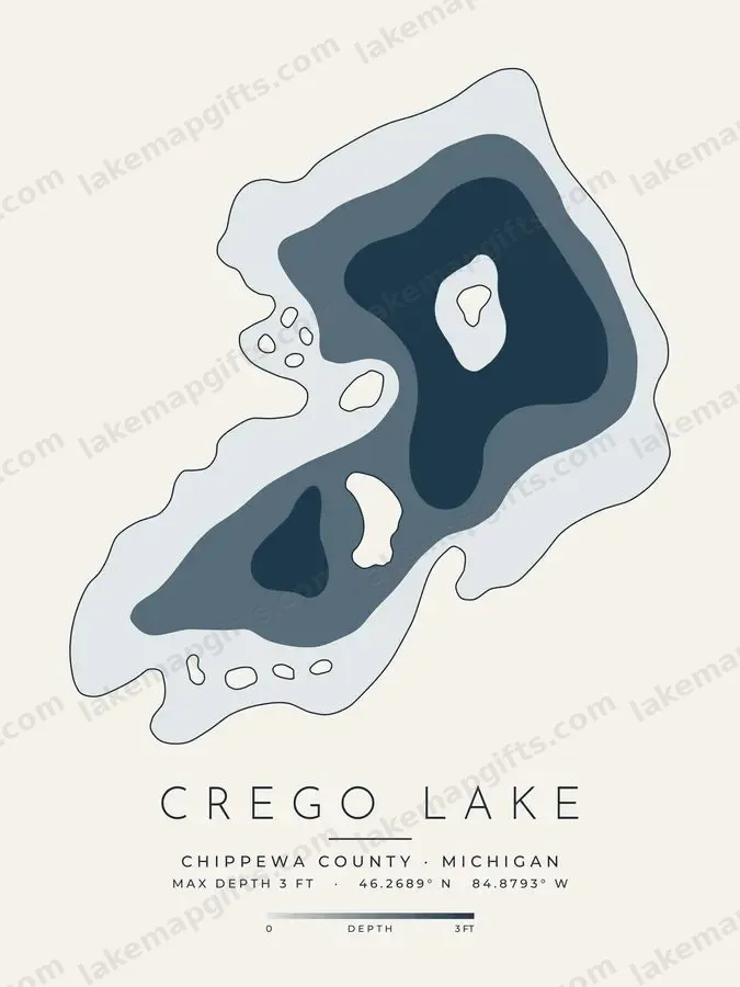 Crego Lake depth map print design