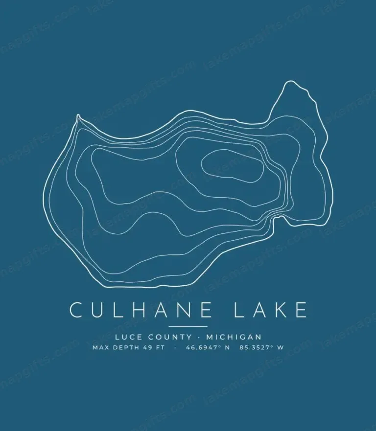 Culhane Lake contour map (for dark shirts) design