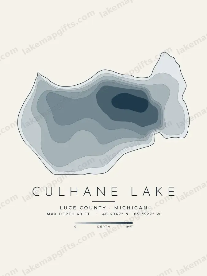 Culhane Lake depth map print design