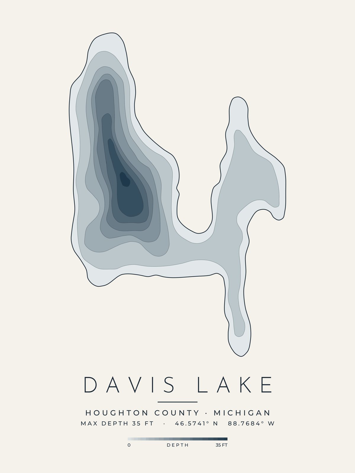 Davis Lake depth map
